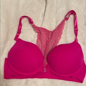 Pink push up with Lace back Women's Bra